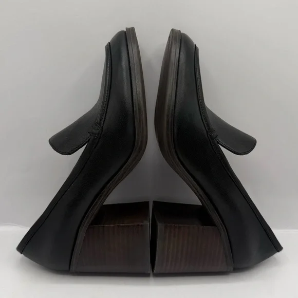 Crown Vintage Black Leather Chunky Loafer Pumps Women's Size 8 M - Picture 4 of 8